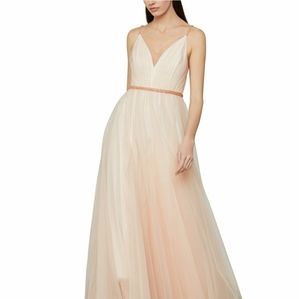 BCBGMAXAZRIA Beaded-Waist Tulle Gown